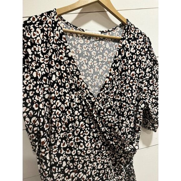 Gibson Latimer Women's Animal Print Leopard Maxi Faux Wrap Dress XL - Picture 4 of 10